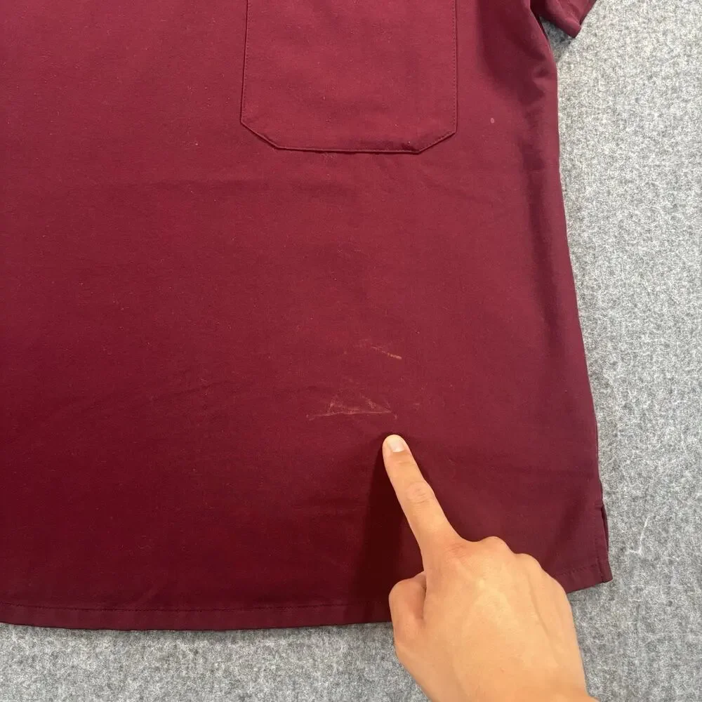 FIGS Catarina One-Pocket Scrub Top Women M Burgundy Maroon V-Neck Style FW1000